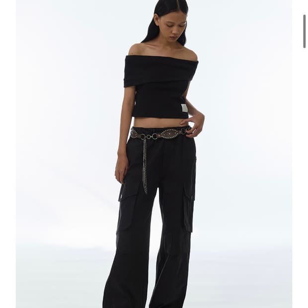 밀로우먼 와이드 카고 팬츠 s블랙