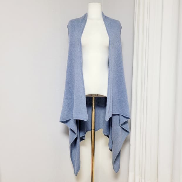 King Deer 캐시미어 100% 오픈형 언발란스 니트 롱베스트 