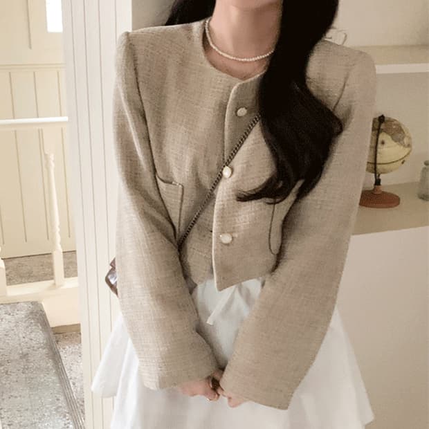 소녀레시피(girlsrecipe) 헤브즈 트위드 크롭자켓 55-66 새상