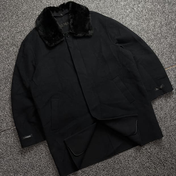 90s 발망 아카이브 퍼카라 미니멀 발마칸 코트 블랙 1964