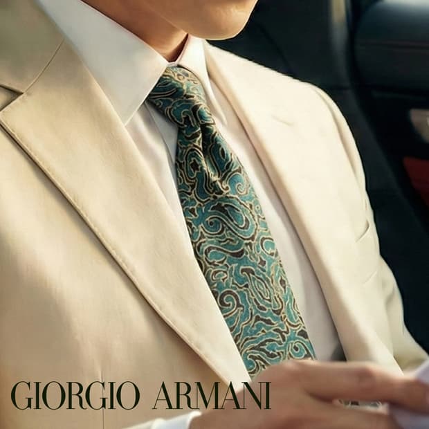 조르지오 아르마니 실크 페이즐리 넥타이 9.9cm A+등급 A19332
