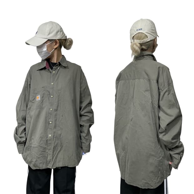 칼하트 카키 오버칫 솔리드 워크 셔츠 XL