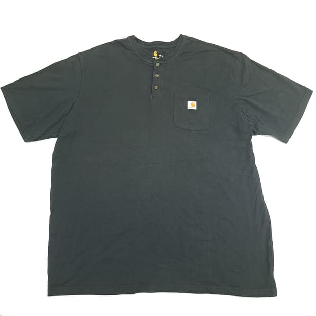 Co627 3XLT 칼하트 블랙 헨리넥 포켓 반팔 티셔츠