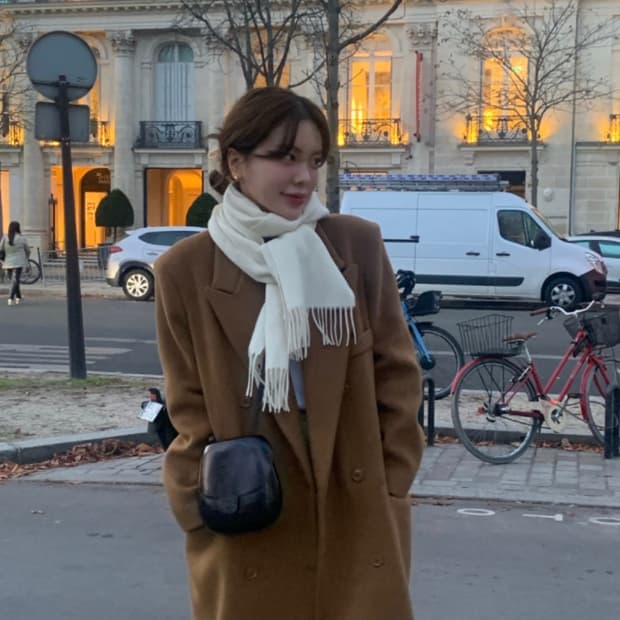 위드아웃썸머 클래식 더블 울 코트 브라운 위아썸