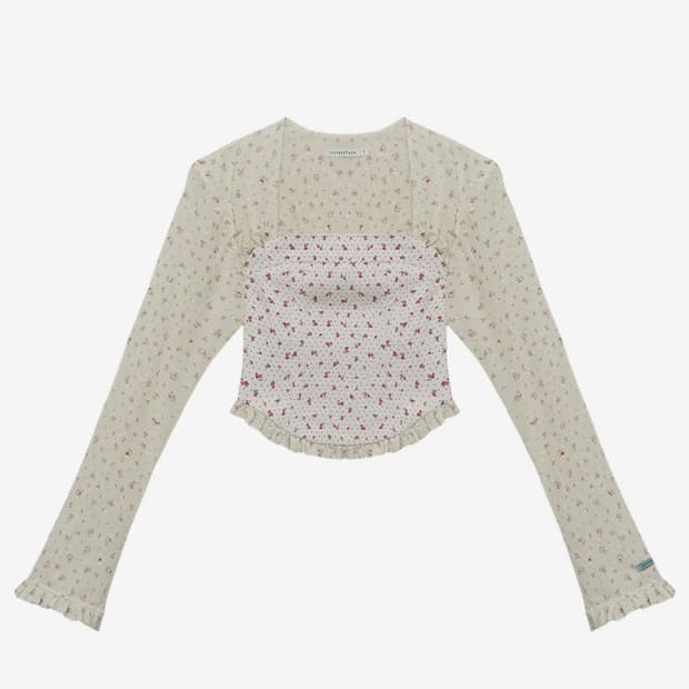 인스턴트펑크 레이스믹스 스퀘어넥 블라우스( Ivory flower)