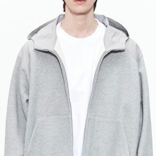 애프터프레이 패널 스웨트 후드 집업 그레이