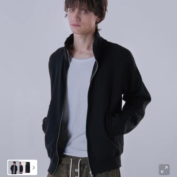 맨허튼프로젝트 빈티지 하이넥 집업 블랙