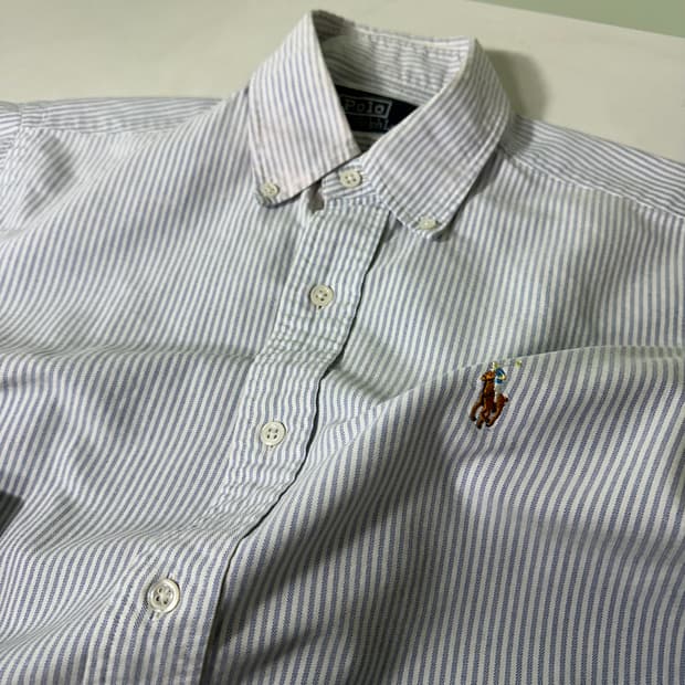 L 폴로 랄프로렌 커스텀핏 포니로고 스트라이프 옥스퍼드 셔츠