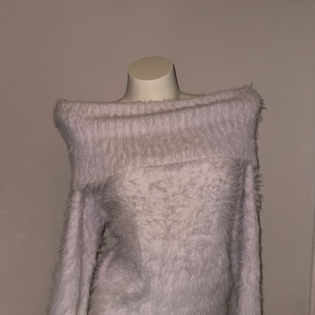 투웨이 오프숄더 빈티지 퍼 니트