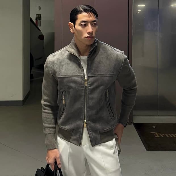 라피나토 캐시미어 니트 스웨이드 자켓 50사이즈