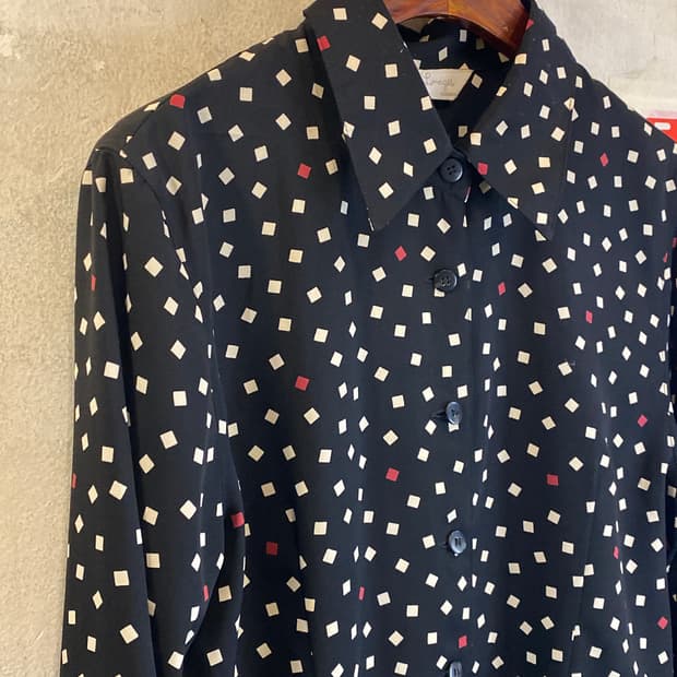 Japan vintage 스퀘우패턴 블라우스