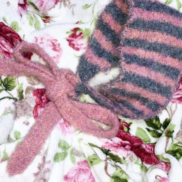 jpn 핑크 그레이 스트라이프 바라클라바