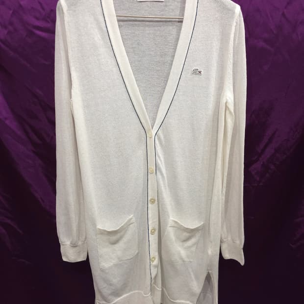 라코스테 여성 브이넥 롱 가디건 90