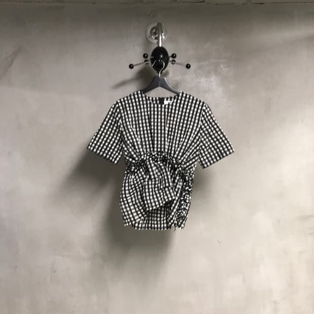 MSGM 깅엄체크 반팔 블라우스 42(W)