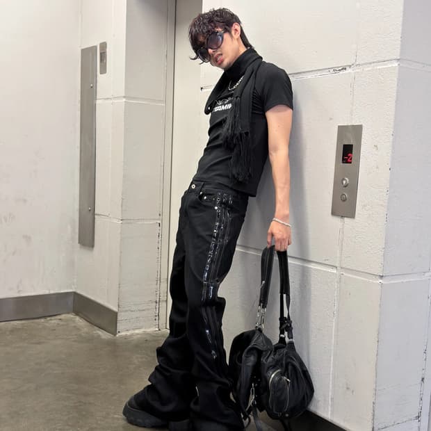 Black Venom Coated Bootcut Denim