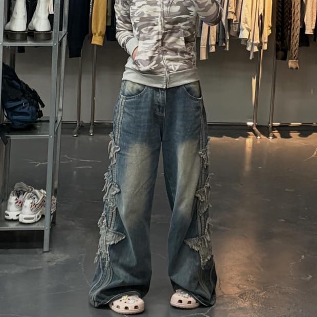 빈티지 y2k 울프죠 카모라이트 후드집업 A2954