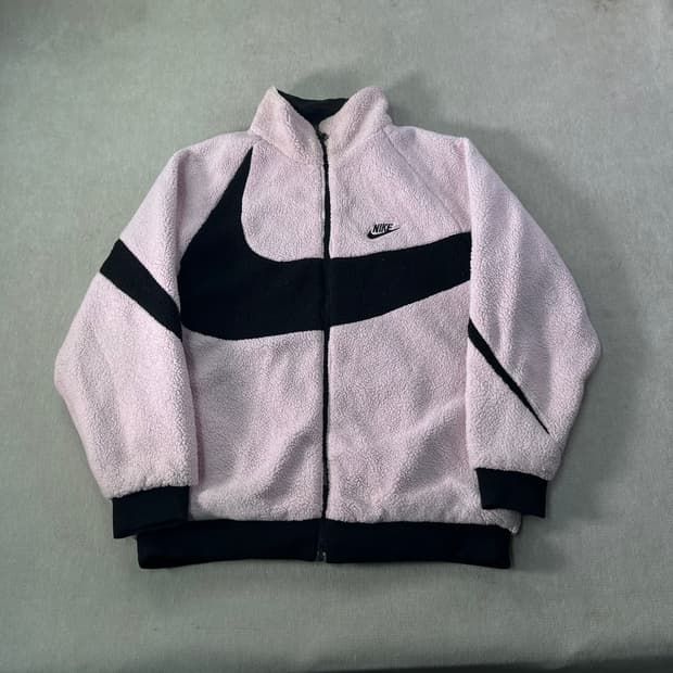 100 나이키 리버시블 양면 양털 핑크 플리스 자켓