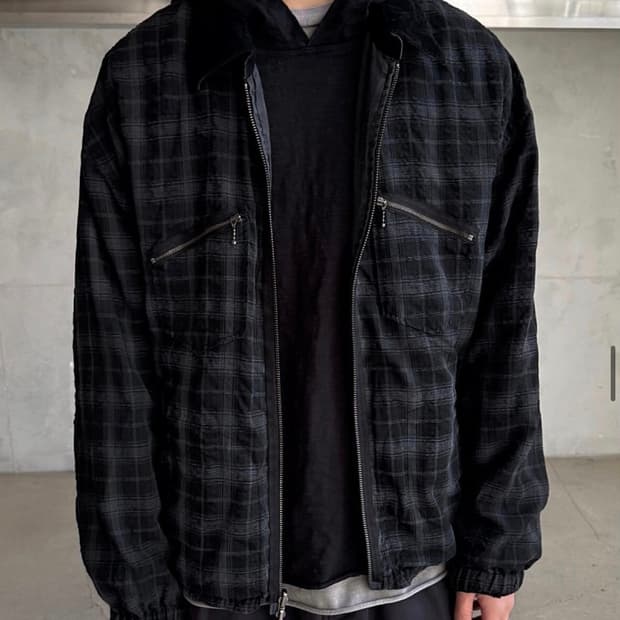 [4] 폴리테루 리버시블 블루종 라미체크 올리브 블랙 화이트 체크