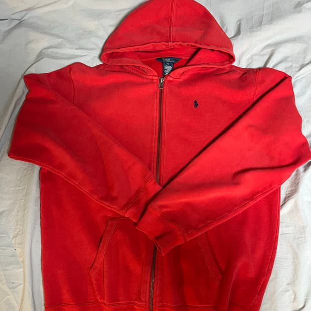 폴로 랄프로렌 레드 후드 집업 XL
