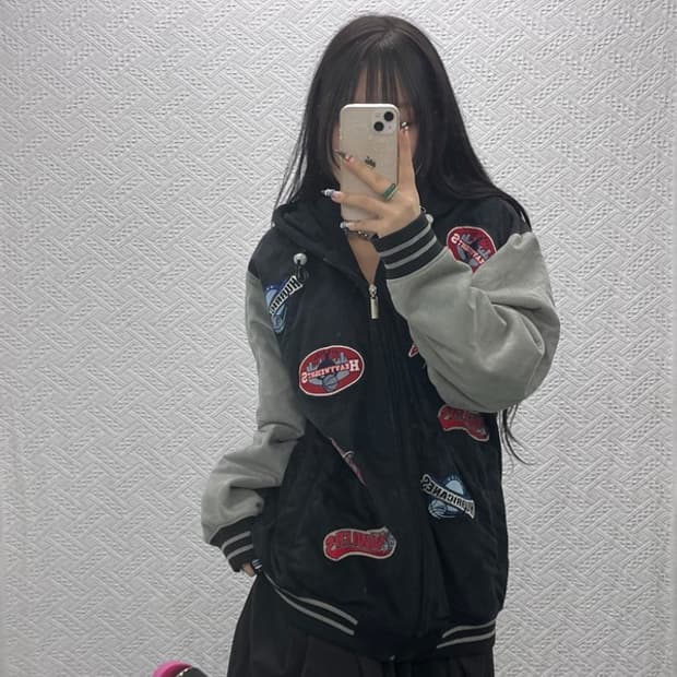 빈티지 베스킷볼 멀티패치 올드스쿨 스웨이드 후드 자켓 100 C06327