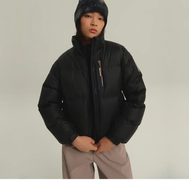 살로몬 컨투어 크롭 다운 자켓 패딩 블랙 L