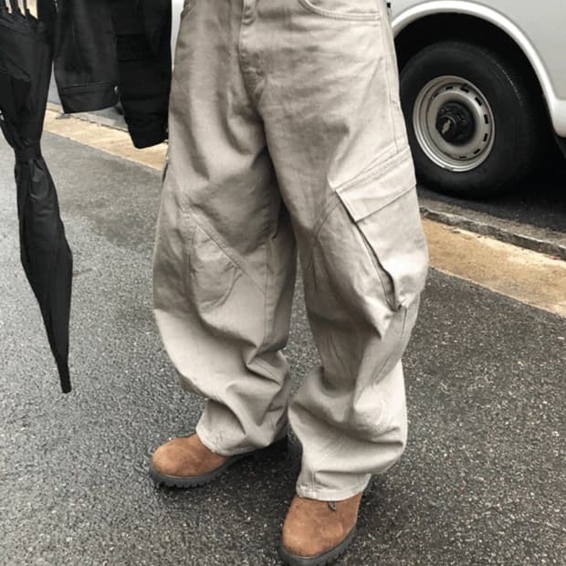 유먼트 카치온 카고 커브드 팬츠 베이지 M