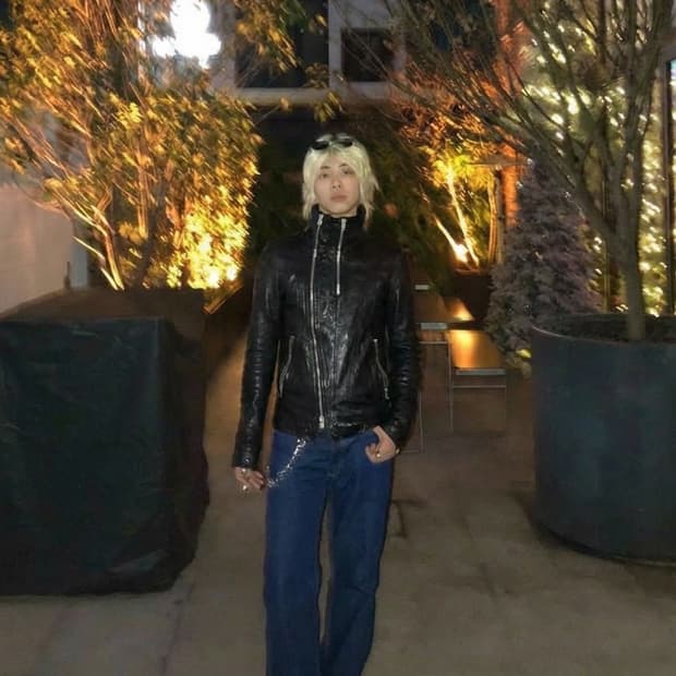 Takeshy Kurosawa 비대칭 더블집업 하이넥 레더 자켓