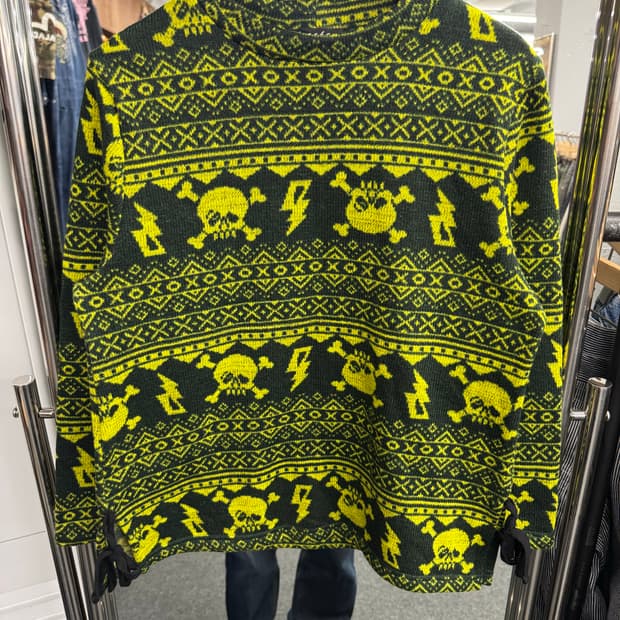 japanese vintage 스컬 패턴 니트