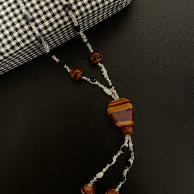 빈티지 오리엔탈 히피 비즈 롱목걸이