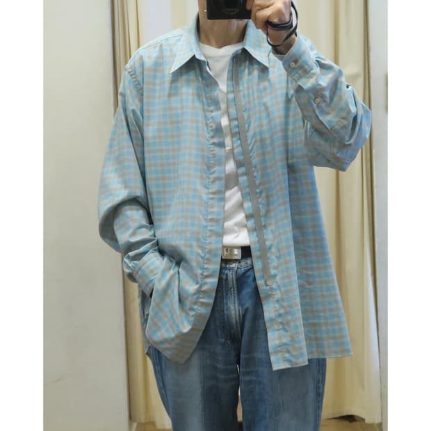 25ss BOLLES OMBRE CHECK ZIP UP SHIRT