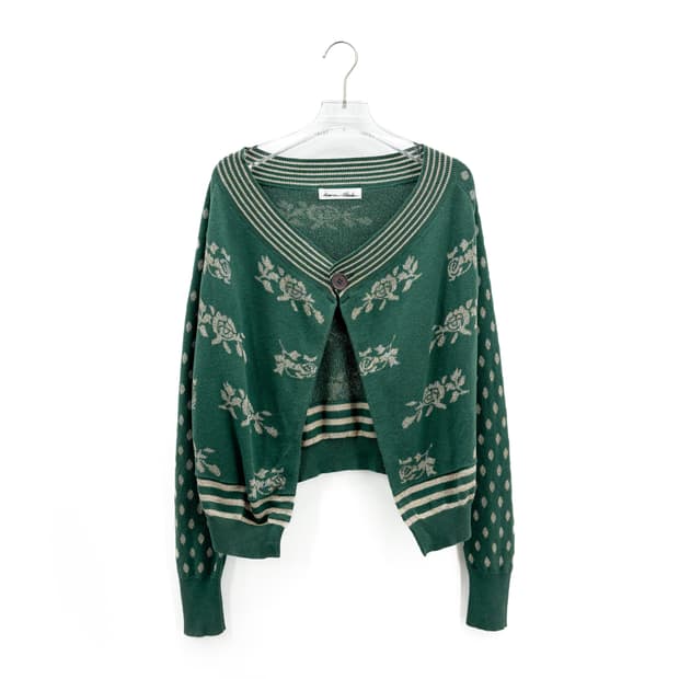 빈티지 메탈릭 로즈 가디건 