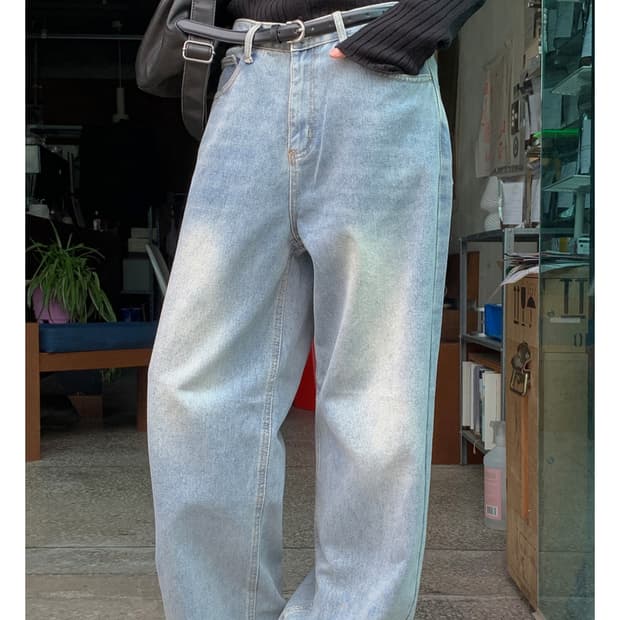 데일리쥬 바멜 워싱 와이드 팬츠