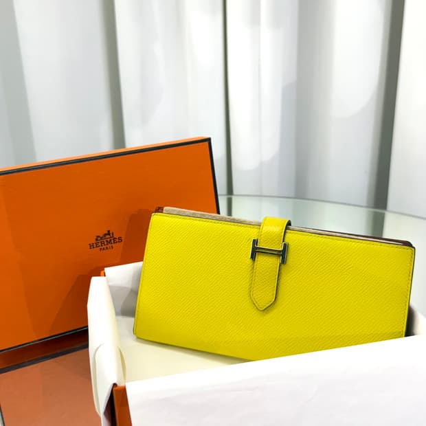 [정품]  에르메스 베안 은장 장지갑 투톤