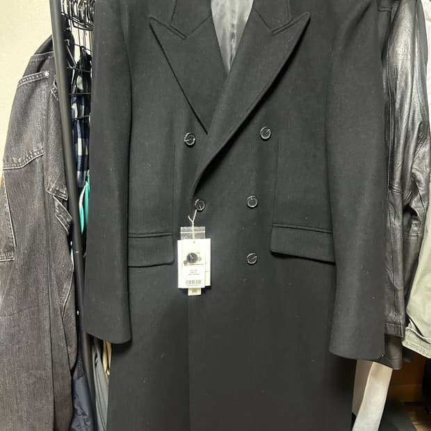 KIIMUIR 블랙 대디핏 더블 맥시 코트 XL