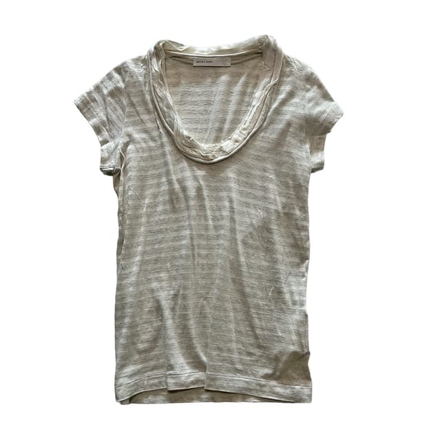SACAI LUCK stripe scoop neck tee