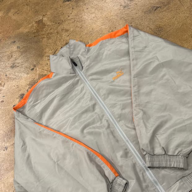 [정품/100] 푸마 바람막이 회색 오렌지 b18