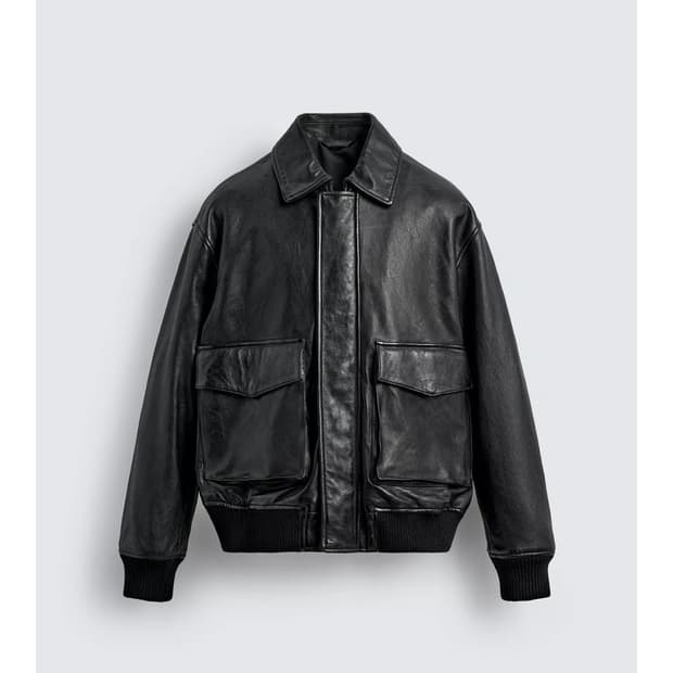 자라 레더 가죽 포켓 점퍼 a2 m사이즈