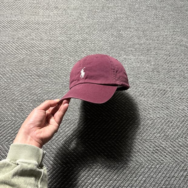 폴로랄프로렌 버건디 코튼 치노 볼캡 Polo OS