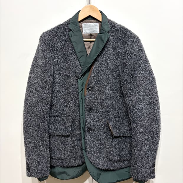 컬러 비콘 알파카 나일론 레이어드 울 자켓