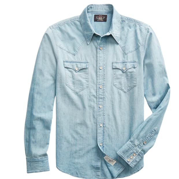 더블알엘 슬림 샴브레이 웨스턴 셔츠 L사이즈
