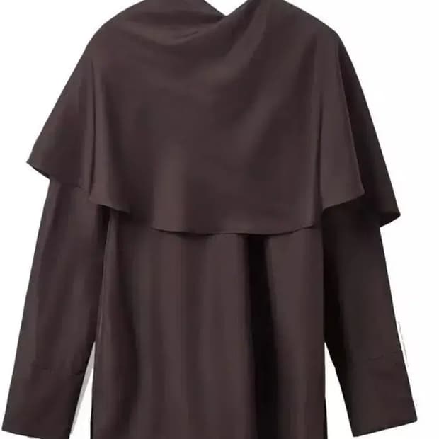 새상품) cos 실크 케이프 블라우스 브라운 32사이즈