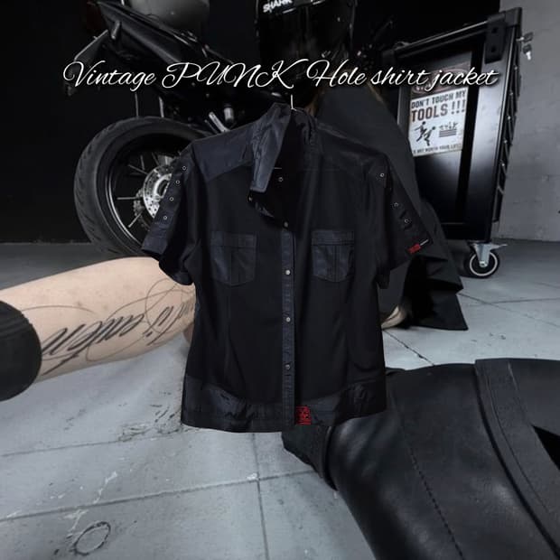 Vintage PUNK Hole shirt jacket