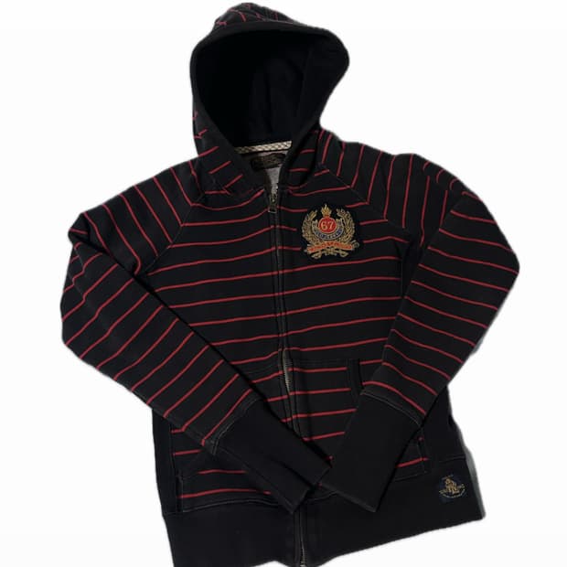 🪽 폴로 진스 크롭 스트라이프 후드집업