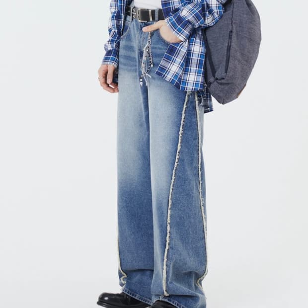 새상품 모덴아르더 브이컷 중청 워싱 와이드 데님 팬츠 청바지 30