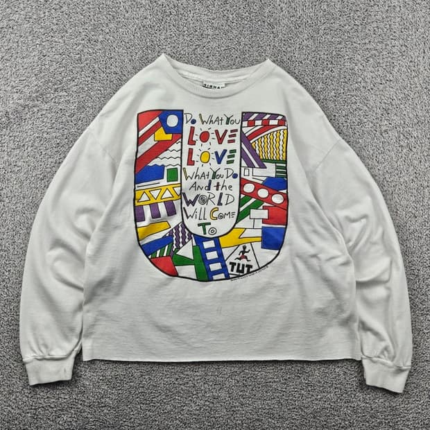 90's USA 시그널스포츠 롱슬리브 긴팔티셔츠 크롭 (L)/ 11816