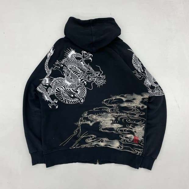 카라쿠리 타마시 드래곤 용자수 오리엔탈 후드집업 블랙
