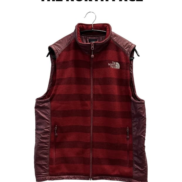(95) 노스페이스 스트라이프 플리스 조끼 레드