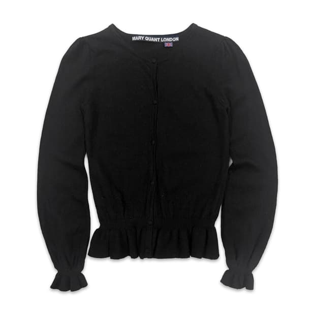 빈티지 MARY QUANT 블랙 프릴 가디건