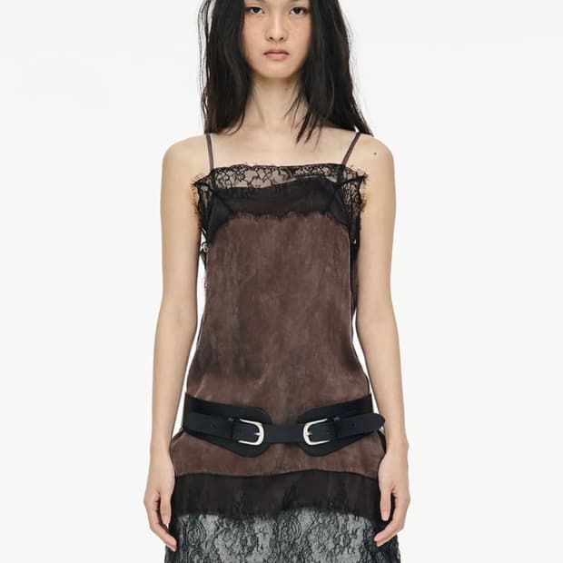 세릭 CERRIC Lace Slip Dress_Brown