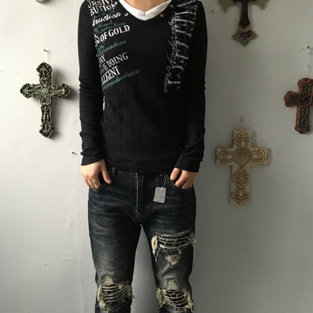 Eyelet point printing ribbed sleeve